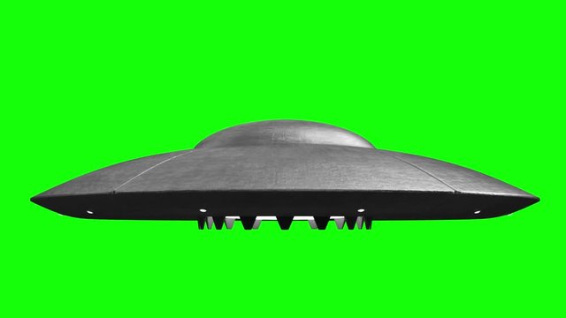 3d rendered animation of flying saucers on green screen