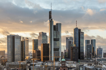 skyline of Frankfurt am Main in the evening