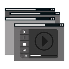 video player with play button over white background. entertainment and technology design. vector illustration