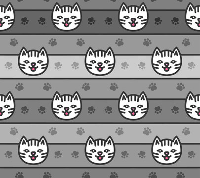 Seamless pattern of cats heads