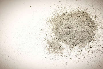 Ashes, a pile of ash isolated on a white background