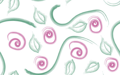 Fototapeta premium Seamless pattern watercolor roses, vector