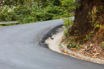 a sharp turn on a mountain road