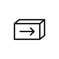 thin line shipping box icon on white background