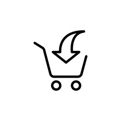 thin line shopping card, trolley icon on white background
