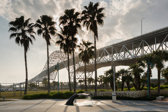 Harbor Bridge At Corpus Christi, Texas At The Gulf Of Mexico