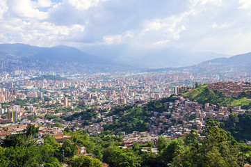 Fototapeta na wymiar Sun setting over Medellin in Colombia 
