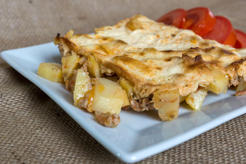 Moussaka - a traditional Balkan specialty with minced meat and potatoes