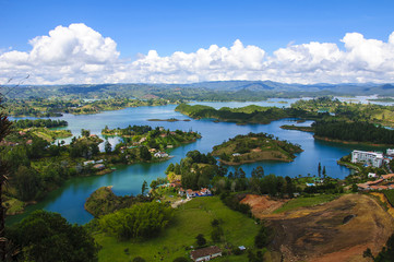 Panoramic view from Rock of Guatape in Medellin, Colombia 
