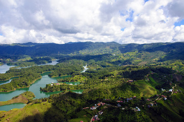 Fototapeta na wymiar Panoramic view from Rock of Guatape in Medellin, Colombia 