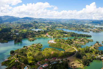 Panoramic view from Rock of Guatape in  Medellin, Colombia 