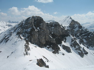 Mountain peak with snow