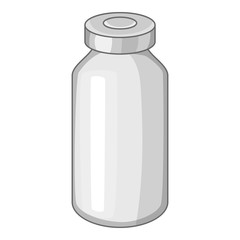 Glass medicine bottle icon, cartoon style