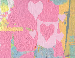 Set of hearts for Valentine's Day in a ripped paper style. Handmade.