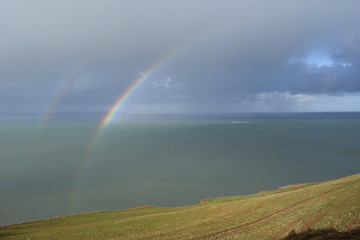 Double rainbow on the sea