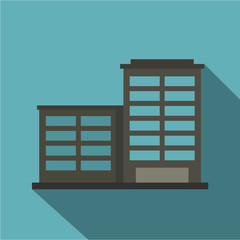 Manufacturing factory building icon, flat style