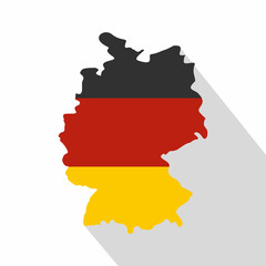 Fototapeta premium Germany map with national flag icon, flat style