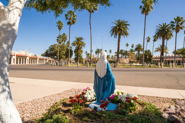Statue in front of the Immaculate Conception Church of Ajo, Ariz