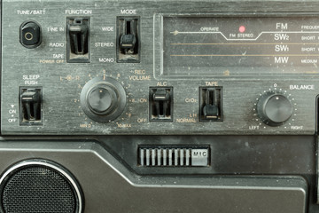 Obraz premium old retro stereo receiver system mode control panel button switch