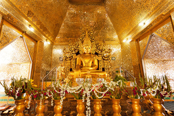 Golden Buddha statue at Sandamuni Pagoda in Mandalay 