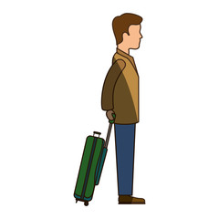 person with travel suitcase vector illustration design