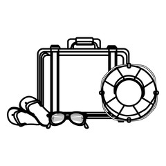 suitcase travel with float isolated icon vector illustration design