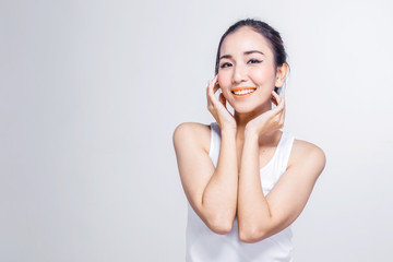 Asian beauty face, concept of glamour, makeup, healthcare etc.