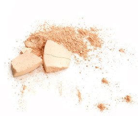 Make-up crushed powder isolated on white background
