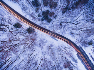 Aerial Road in Winter