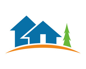 blue house silhouette