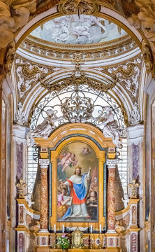 Ornate interior of the Church of San Luigi dei Francesi in Rome