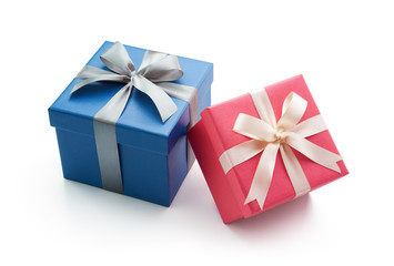 Blue and Pink Gift Box Isolated on White