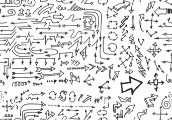 Fototapeta premium hand-drawn doodle seamless pattern with arrows