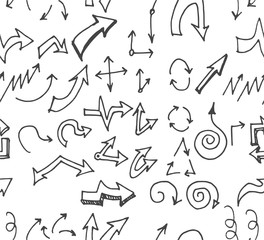 hand-drawn doodle seamless pattern with arrows