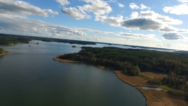 Aerial view on the finnish archipelago, in Sarkisalo, at Isoluoto, Varsinais-Suomi, Finland