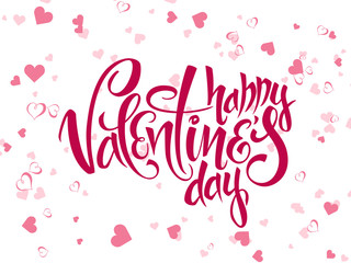 Fototapeta na wymiar vector hand lettering valentines day greetings text with heart shapes