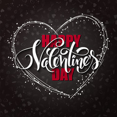 Vector happy valentines day lettering with heart shaped frame