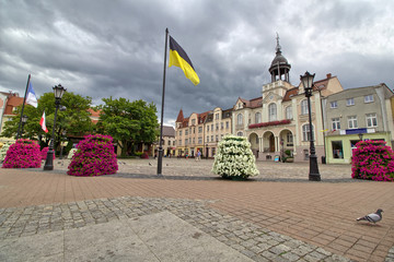 Rynek Główny i Ratusz Miejski - Wejherowo, Kaszuby - obrazy, fototapety, plakaty