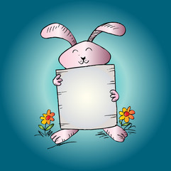 Rabbit is holding a sheet of paper 