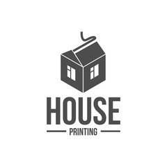 modern printer badges, logotypes and icons