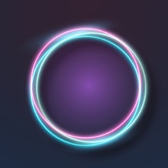 Illustration of Vector Neon Frame Icon. Realistic Vintage Bar Sign. Glowing Neon Frame Template