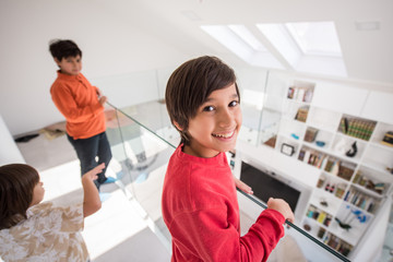 Child inside interior of modern home