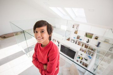 Child inside interior of modern home