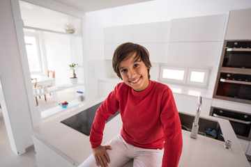 Child inside interior of modern home