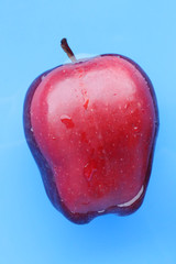 burgundy apple in the blue water 2