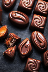 Chocolate candy box -  Assortment of  dark  chocolate..