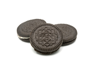 Chocolate cookies with vanilla cream filling