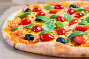 tasty pizza on a the table