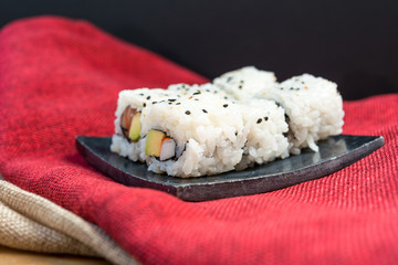 Japanese food Sushi Roll Maki of Salmon and avocado