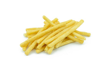 French fries isolated on white background..